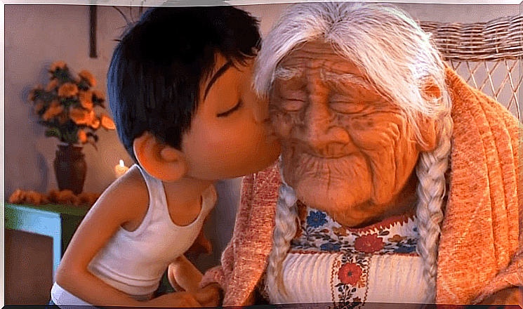 Coco kisses great-grandmother