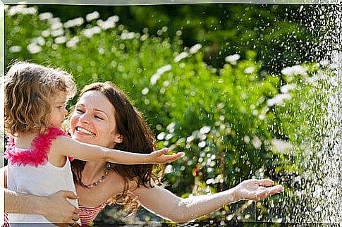 mother and daughter are happy