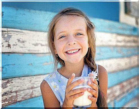 Girl drinking milk.