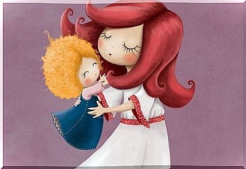 animation of mother and daughter embracing each other