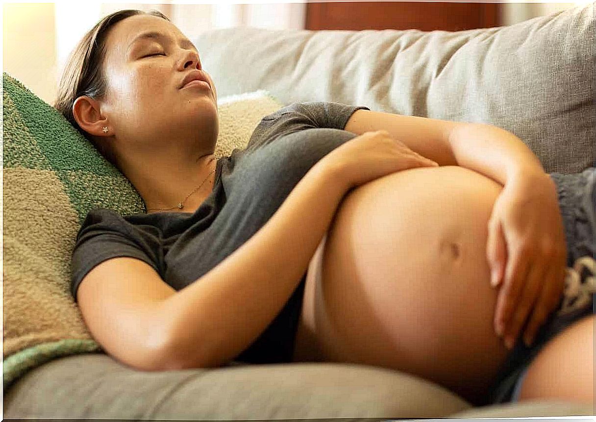 Pregnant woman lying down