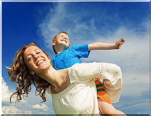 Happy mother and son