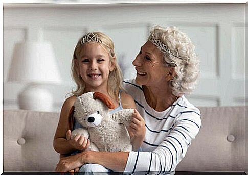 mother and grandmother with tiara on her head