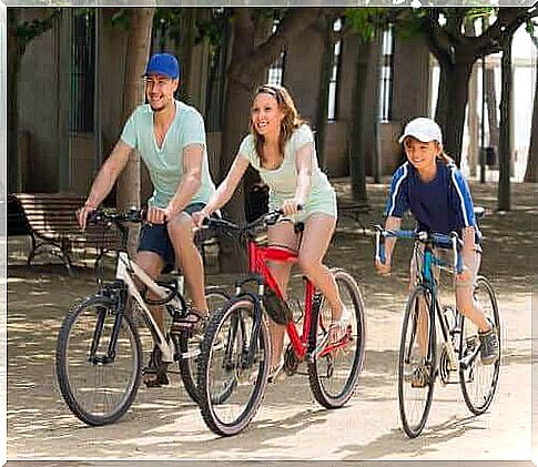 family on a bike ride