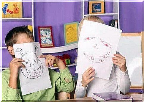 Children have drawn faces 