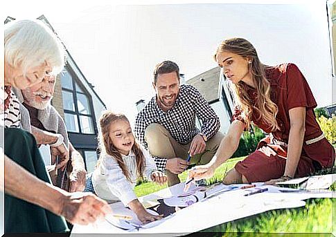 family spending time together outside