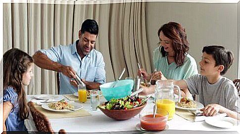 family eating together